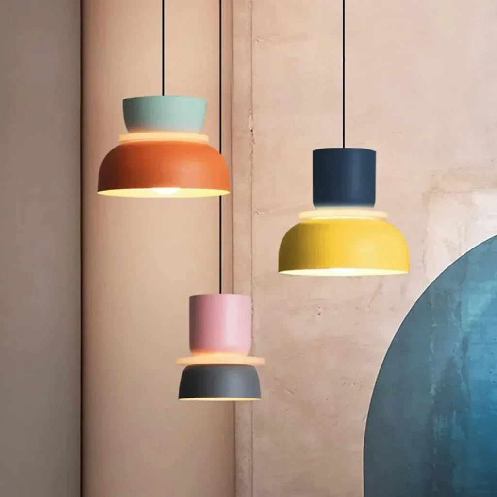 Dulcy Color Block Scandinavian Pendant Lamp | E27 LED Compatible | Metal & Acrylic | 5–10 m² Indoor Lighting