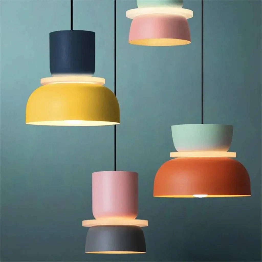 Dulcy Color Block Scandinavian Pendant Lamp | E27 LED Compatible | Metal & Acrylic | 5–10 m² Indoor Lighting