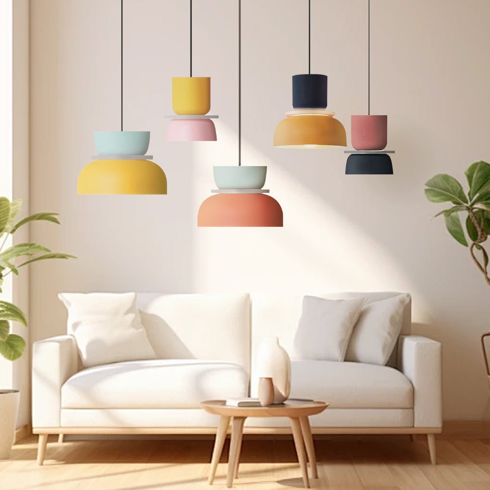 Dulcy Color Block Scandinavian Pendant Lamp | E27 LED Compatible | Metal & Acrylic | 5–10 m² Indoor Lighting