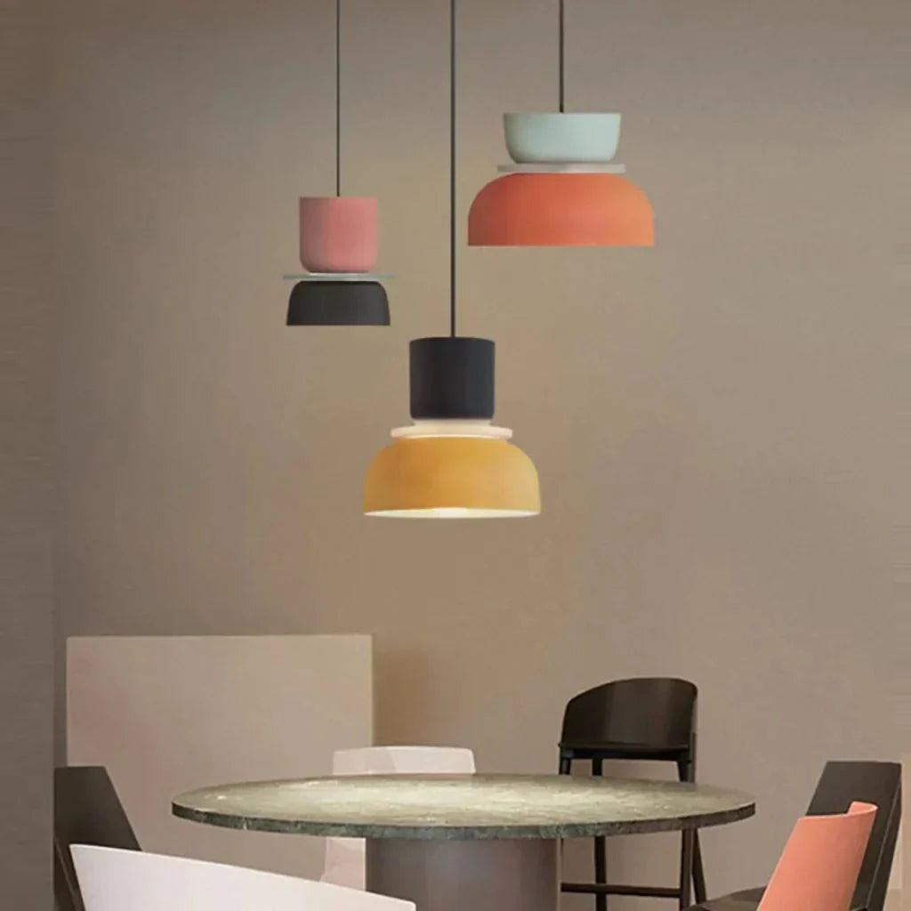 Dulcy Color Block Scandinavian Pendant Lamp | E27 LED Compatible | Metal & Acrylic | 5–10 m² Indoor Lighting