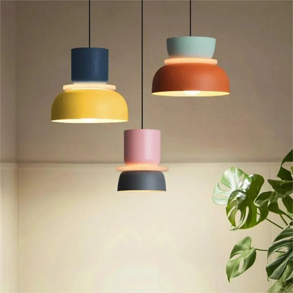 Dulcy Color Block Scandinavian Pendant Lamp | E27 LED Compatible | Metal & Acrylic | 5–10 m² Indoor Lighting