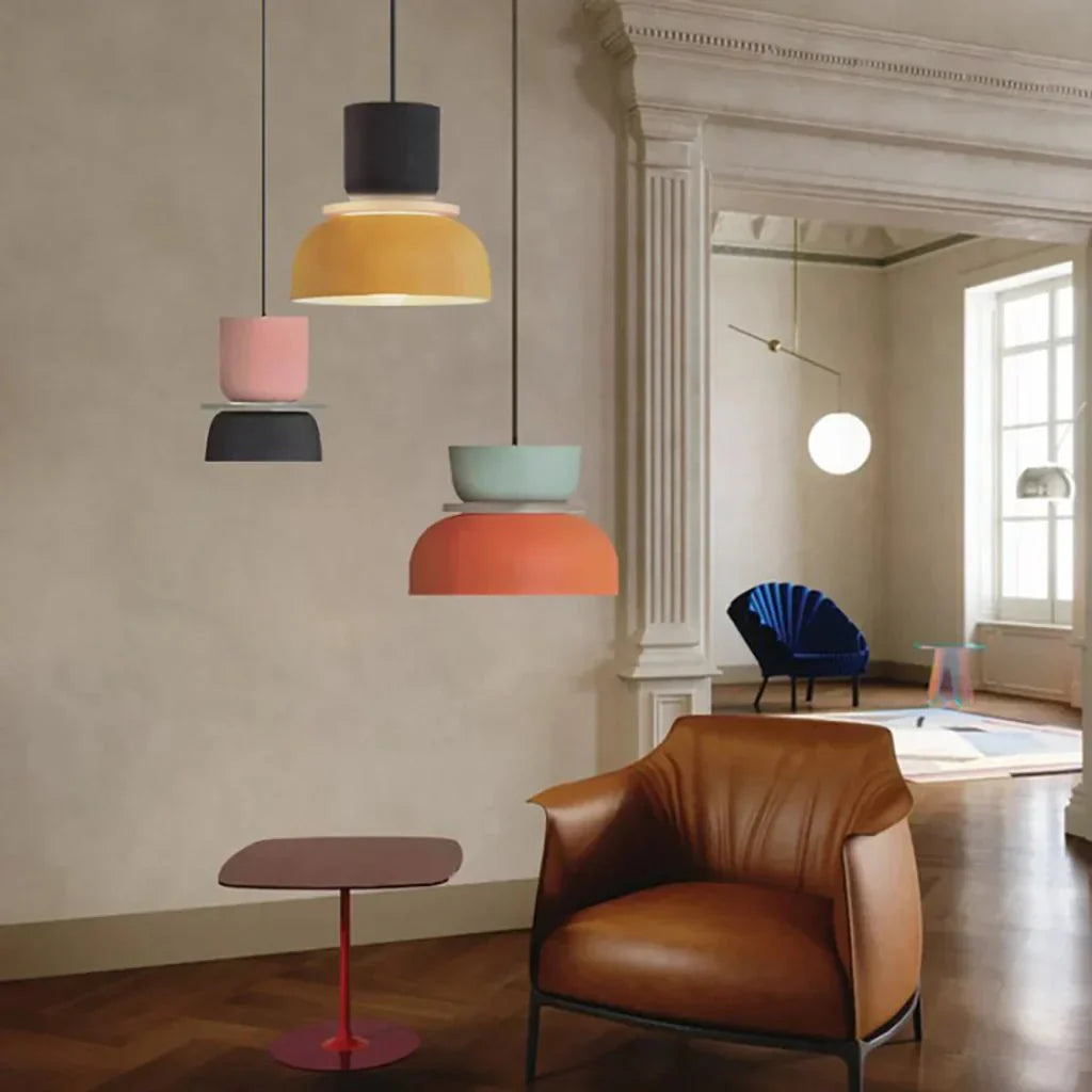 Dulcy Color Block Scandinavian Pendant Lamp | E27 LED Compatible | Metal & Acrylic | 5–10 m² Indoor Lighting