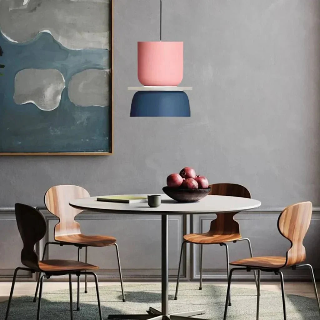 Dulcy Color Block Scandinavian Pendant Lamp | E27 LED Compatible | Metal & Acrylic | 5–10 m² Indoor Lighting