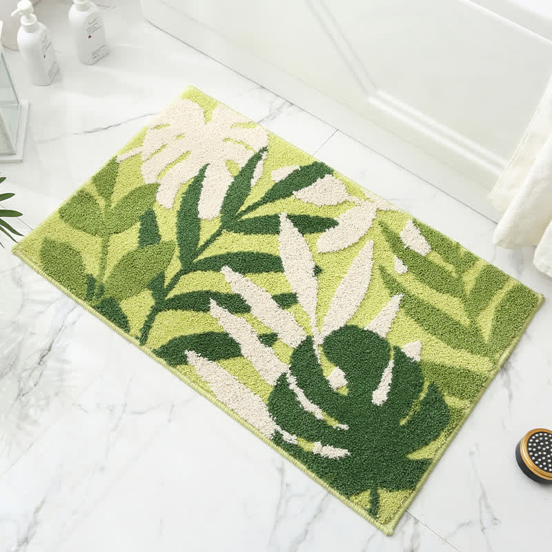 Palm Leaf Non-Slip Entryway Rug | Soft Absorbent Bath Mat for Bathroom, Kitchen & Home | Polyester Floor Rug 40x65 / 50x80cm