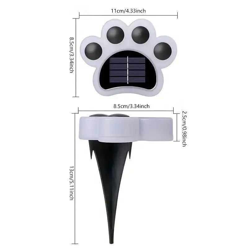 Wireless Solar Paw Garden Lights 4-Pack | LED Solar Ground Spot Lights | IP65 Outdoor Decorative Pathway Lighting | Automatic Dusk Sensor Stakes