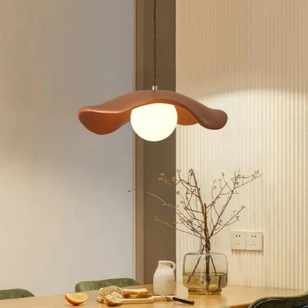 Wabi Sabi Lotus Leaf Pendant Lamp Organic Dining Design | G9 Bulb Base | Metal & Resin | Minimalist Ambient Lighting