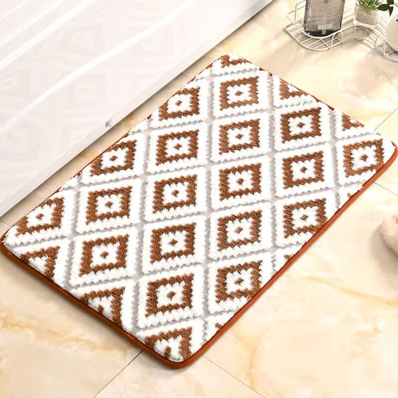 Diamond Lattice Soft Non-Slip Bath Mat | Memory Foam Absorbent Bathroom Rug | Plush Polyester Floor Mat for Bathroom & Entryway