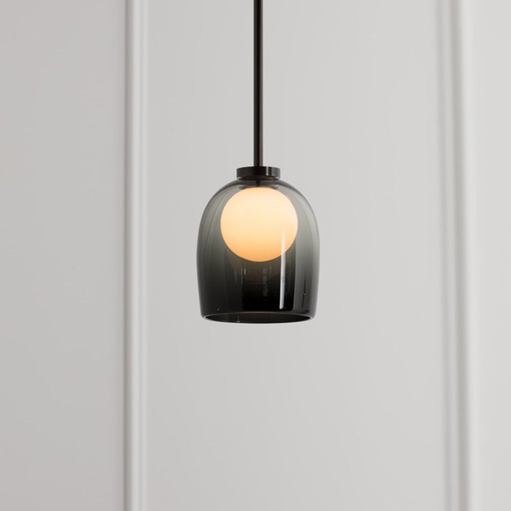 Modern Glass Ball Pendant Lamp Chandelier | G9 Socket Ceiling Light | Metal Frame | Clear Smoke Glass | 18cm