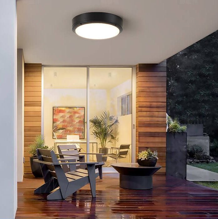 Waterproof Outdoor LED Ceiling Light for Porch & Entrance | Round Minimalist Flush Mount | IP65 | 12W–20W