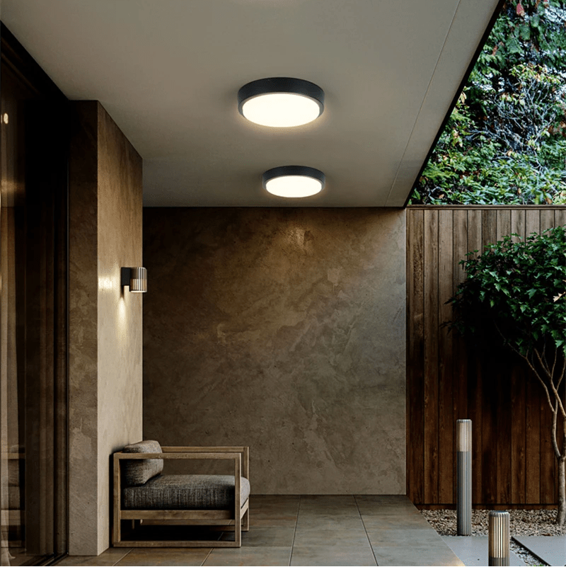 Waterproof Outdoor LED Ceiling Light for Porch & Entrance | Round Minimalist Flush Mount | IP65 | 12W–20W