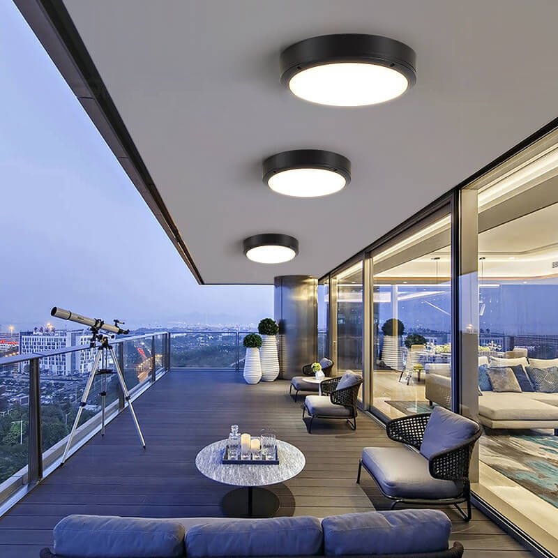 Waterproof Outdoor LED Ceiling Light for Porch & Entrance | Round Minimalist Flush Mount | IP65 | 12W–20W