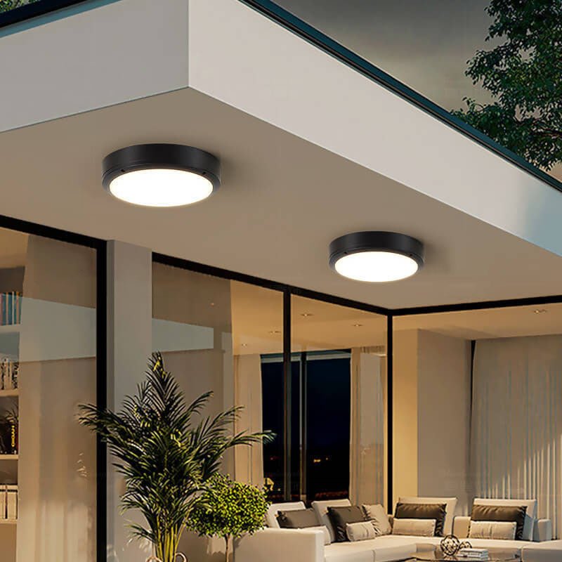 Waterproof Outdoor LED Ceiling Light for Porch & Entrance | Round Minimalist Flush Mount | IP65 | 12W–20W