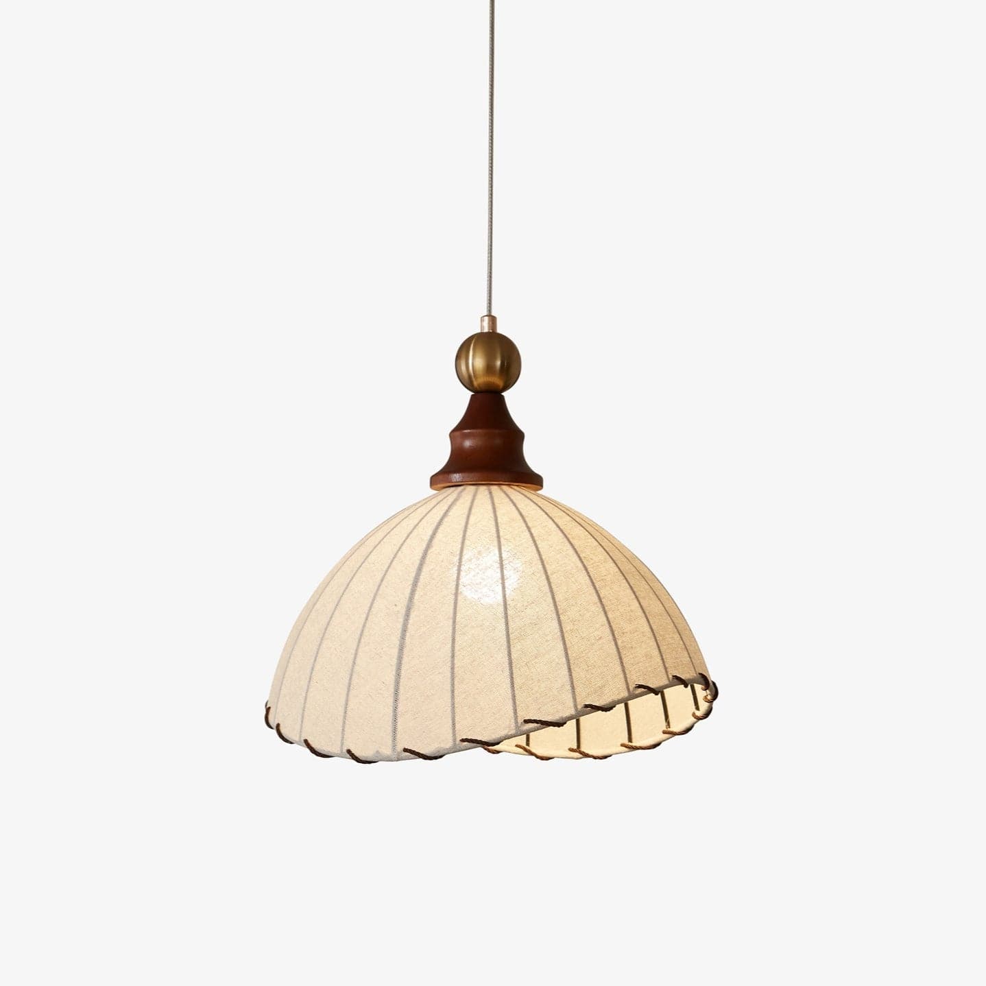 Modern Fabric Pendant Light for Dining & Living Room | Pleated Shade Wood Accent | E26/E27 LED Compatible | Adjustable Cable | 40cm