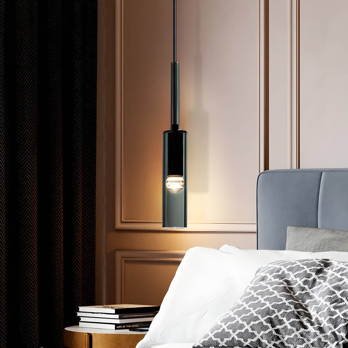 Modern Glass Pendant Light Minimalist Scandinavian Design | Iron & Crystal Glass | E27 LED Included | 8x35cm | Non-Dimmable