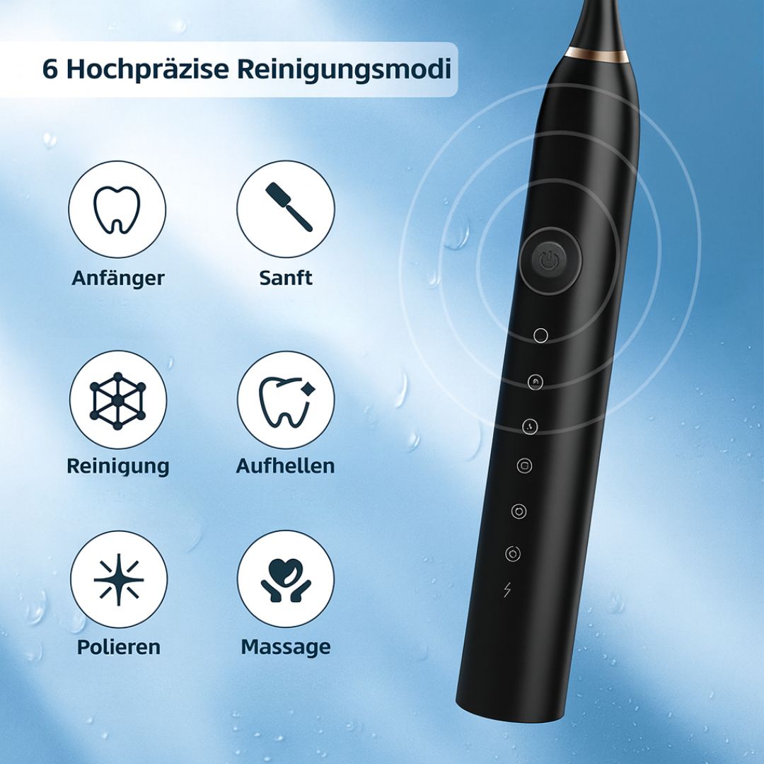 Electric Toothbrush with 6 Cleaning Modes | Ultrasonic Toothbrush for Adults & Children | ZahnKlar