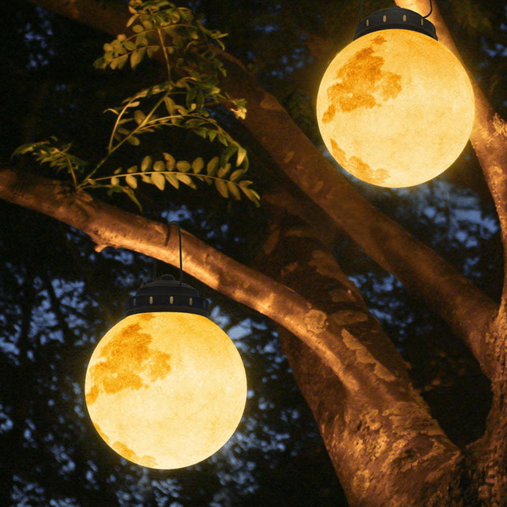 Modern Outdoor Pendant Lamp Solar Moon Design | Gold Metal & Resin | Waterproof LED SMD | Multiple Sizes | Garden & Patio Lighting