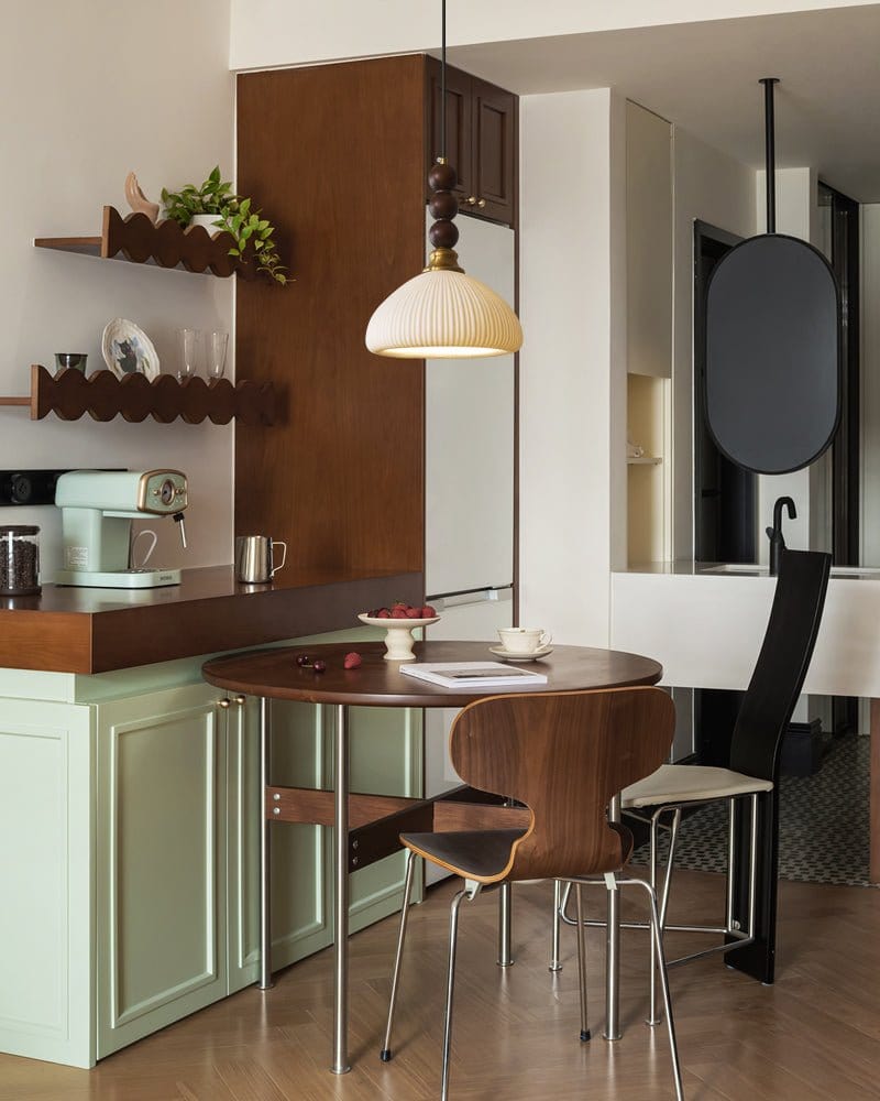 Classic European Style Pendant Lamp | Glass, Wood & Fabric | E26/E27 LED Compatible | Dining & Bedroom Accent | Multiple Sizes