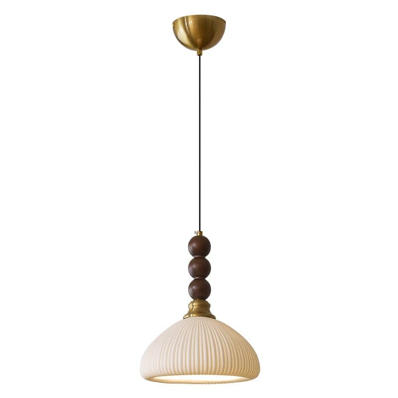 Classic European Style Pendant Lamp | Glass, Wood & Fabric | E26/E27 LED Compatible | Dining & Bedroom Accent | Multiple Sizes