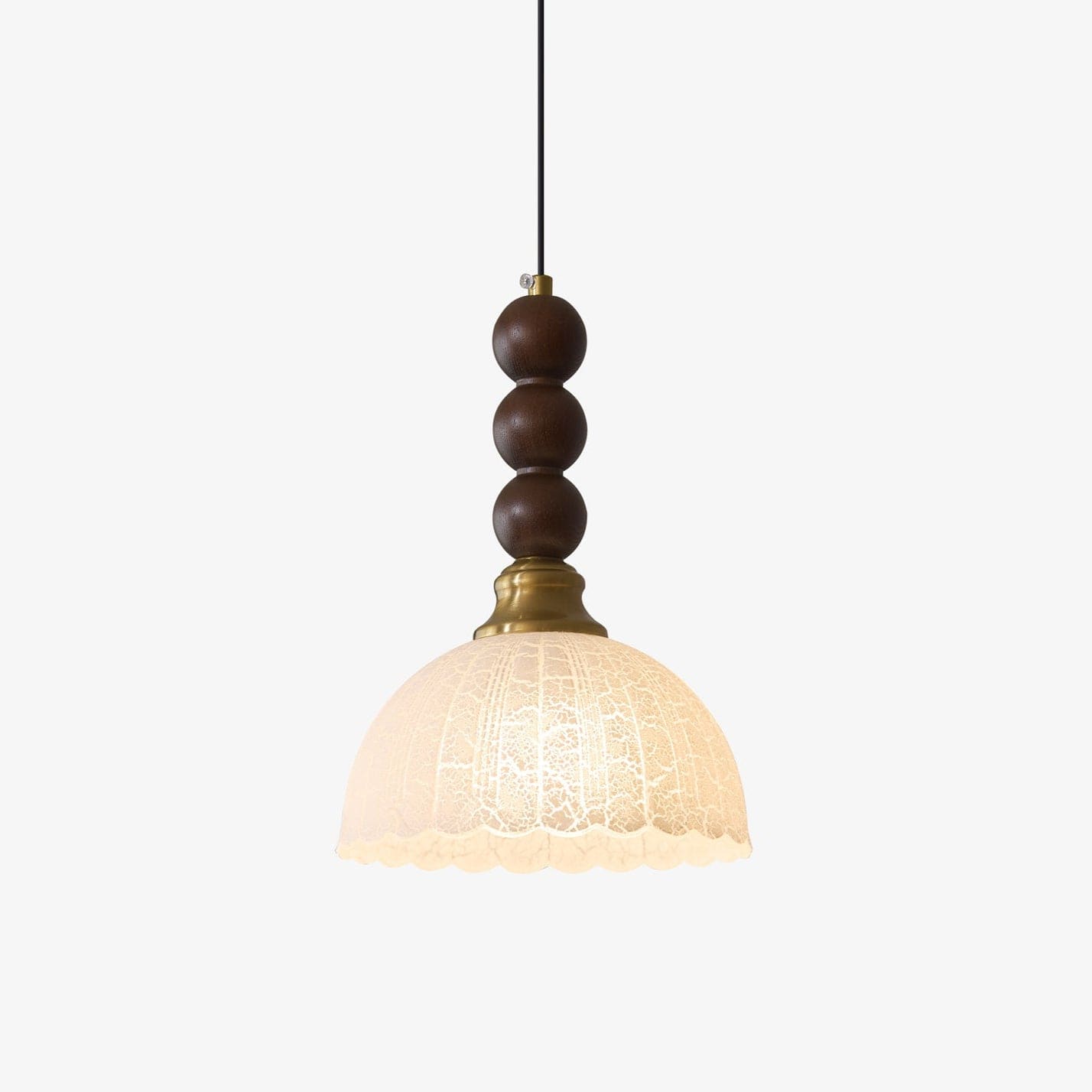Classic European Style Pendant Lamp | Glass, Wood & Fabric | E26/E27 LED Compatible | Dining & Bedroom Accent | Multiple Sizes