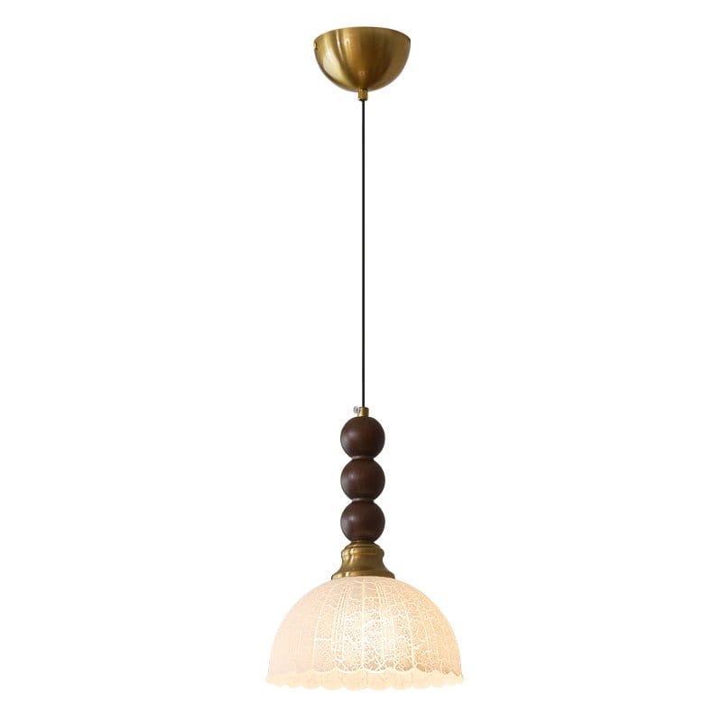 Classic European Style Pendant Lamp | Glass, Wood & Fabric | E26/E27 LED Compatible | Dining & Bedroom Accent | Multiple Sizes