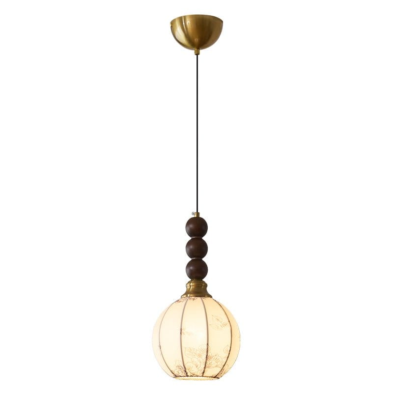 Classic European Style Pendant Lamp | Glass, Wood & Fabric | E26/E27 LED Compatible | Dining & Bedroom Accent | Multiple Sizes
