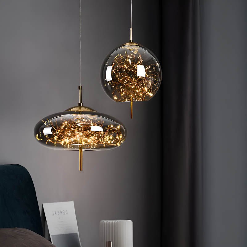Essence Brown Glass Pendant Lamp | LED Included | Adjustable Cable | 3–5m² Coverage | Modern Elegant Lighting