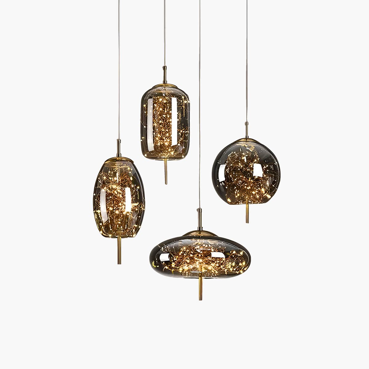 Essence Brown Glass Pendant Lamp | LED Included | Adjustable Cable | 3–5m² Coverage | Modern Elegant Lighting
