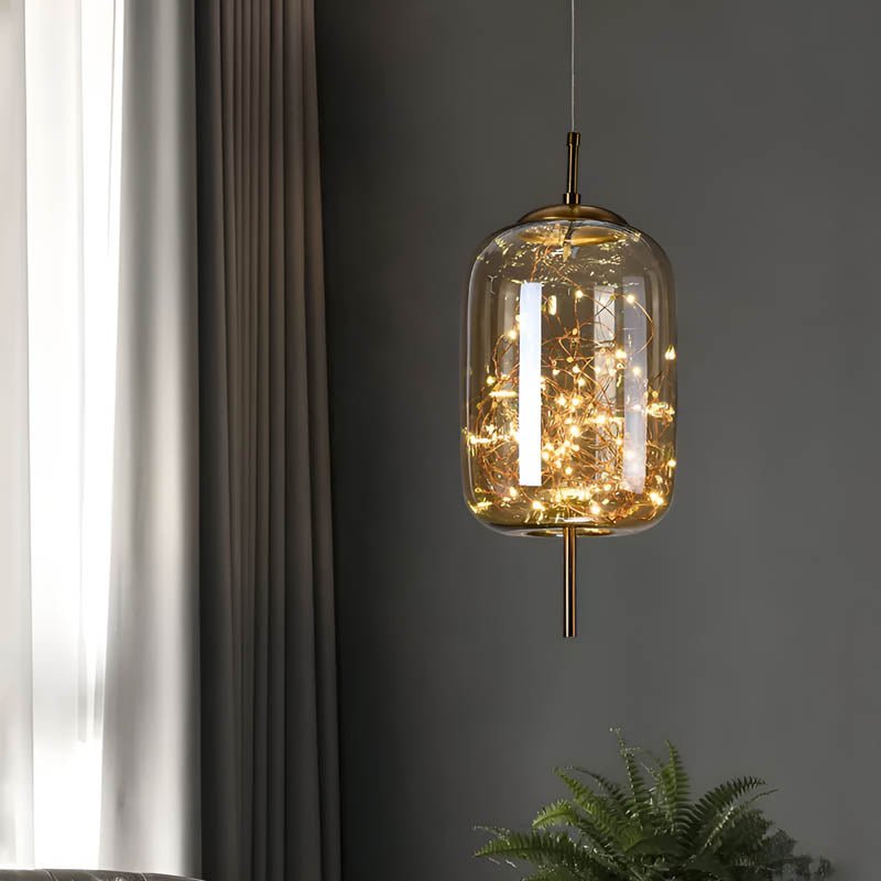 Essence Brown Glass Pendant Lamp | LED Included | Adjustable Cable | 3–5m² Coverage | Modern Elegant Lighting
