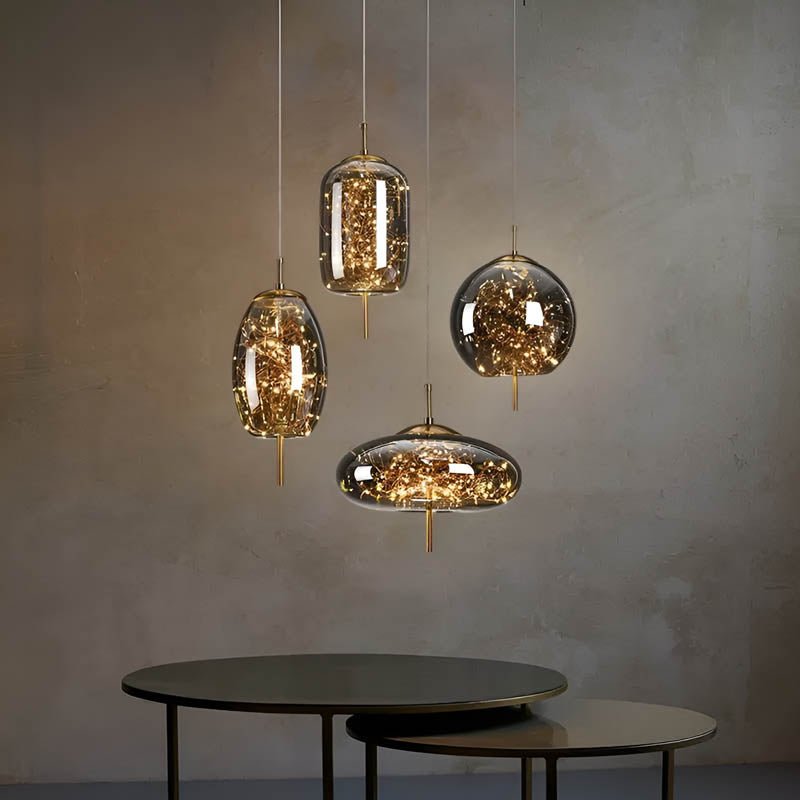 Essence Brown Glass Pendant Lamp | LED Included | Adjustable Cable | 3–5m² Coverage | Modern Elegant Lighting