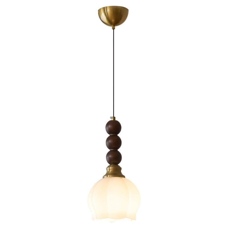 Evandra Pendant Lamp | Glass, Wood & Metal | E26/E27 LED Compatible | Elegant Dining & Living Room Lighting | Multiple Sizes
