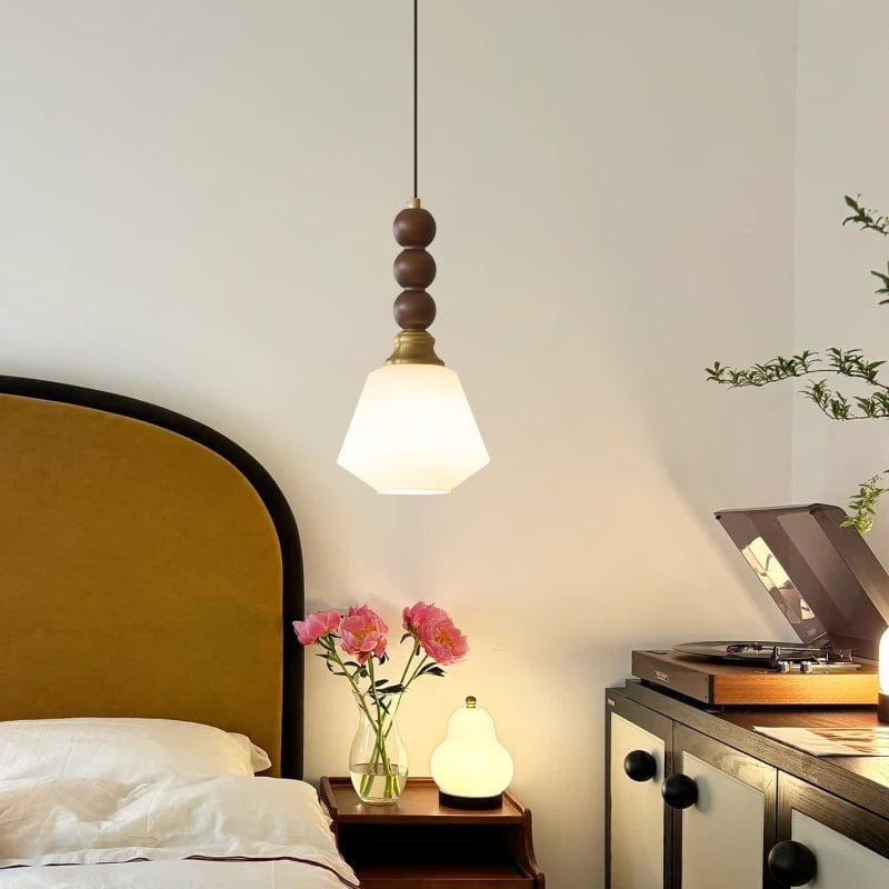 Evandra Pendant Lamp | Glass, Wood & Metal | E26/E27 LED Compatible | Elegant Dining & Living Room Lighting | Multiple Sizes