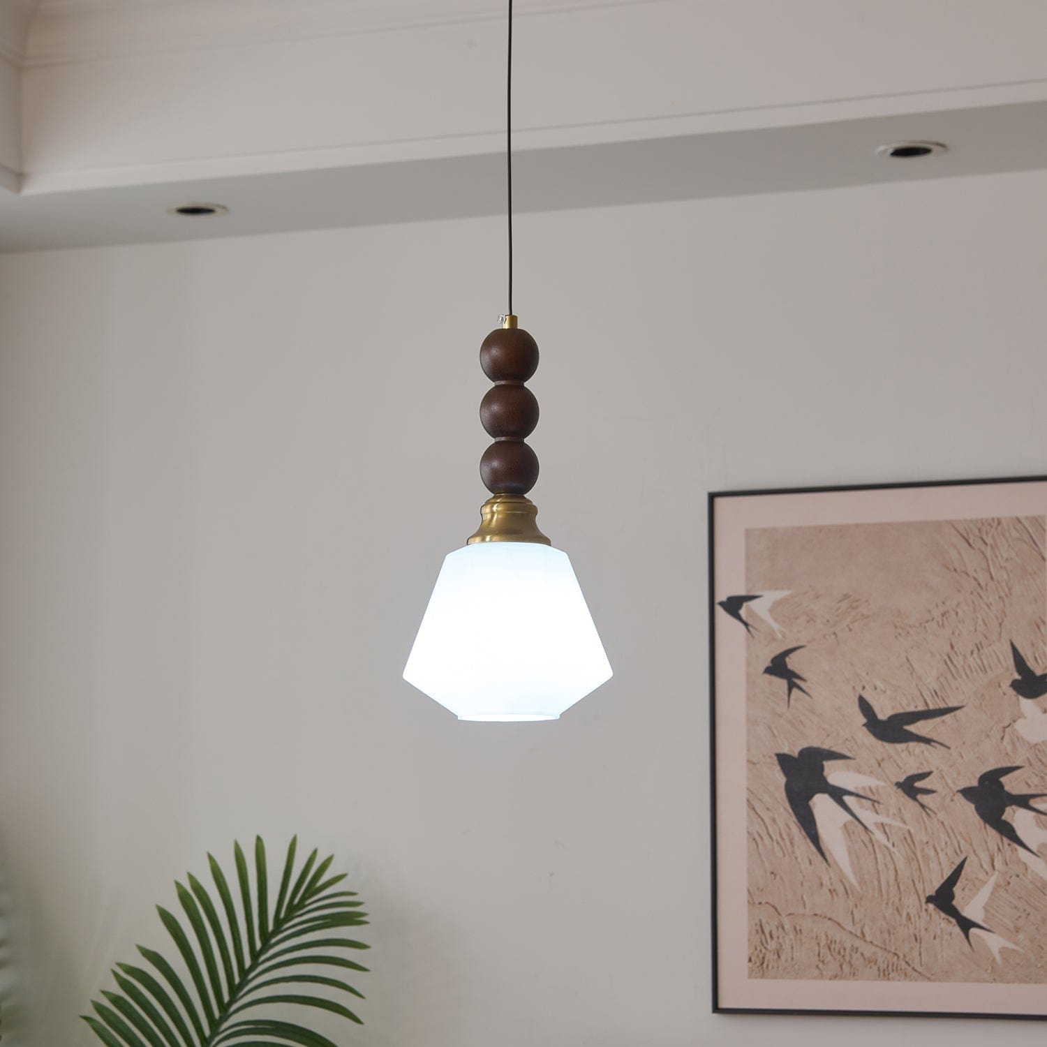 Evandra Pendant Lamp | Glass, Wood & Metal | E26/E27 LED Compatible | Elegant Dining & Living Room Lighting | Multiple Sizes