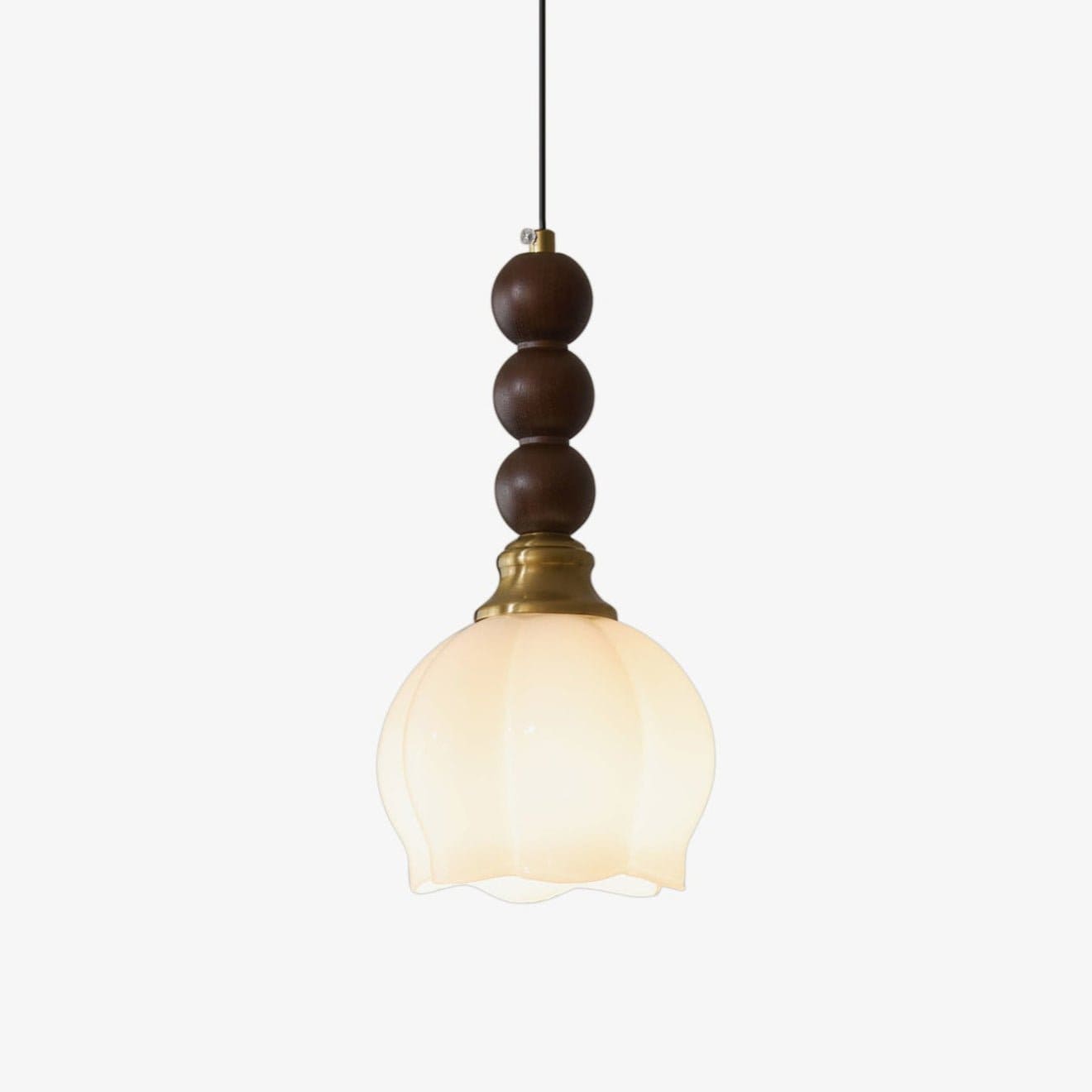 Evandra Pendant Lamp | Glass, Wood & Metal | E26/E27 LED Compatible | Elegant Dining & Living Room Lighting | Multiple Sizes