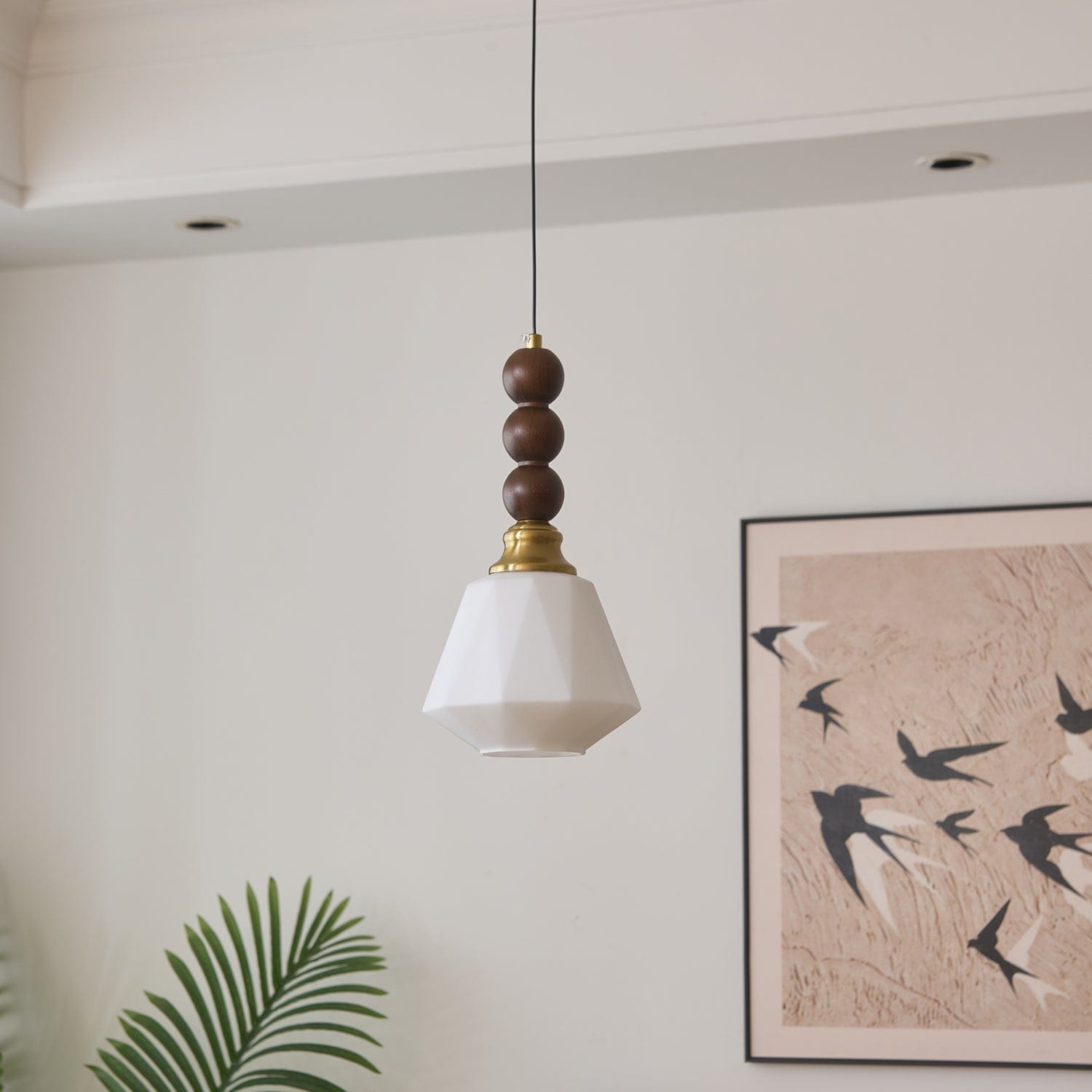 Evandra Pendant Lamp | Glass, Wood & Metal | E26/E27 LED Compatible | Elegant Dining & Living Room Lighting | Multiple Sizes