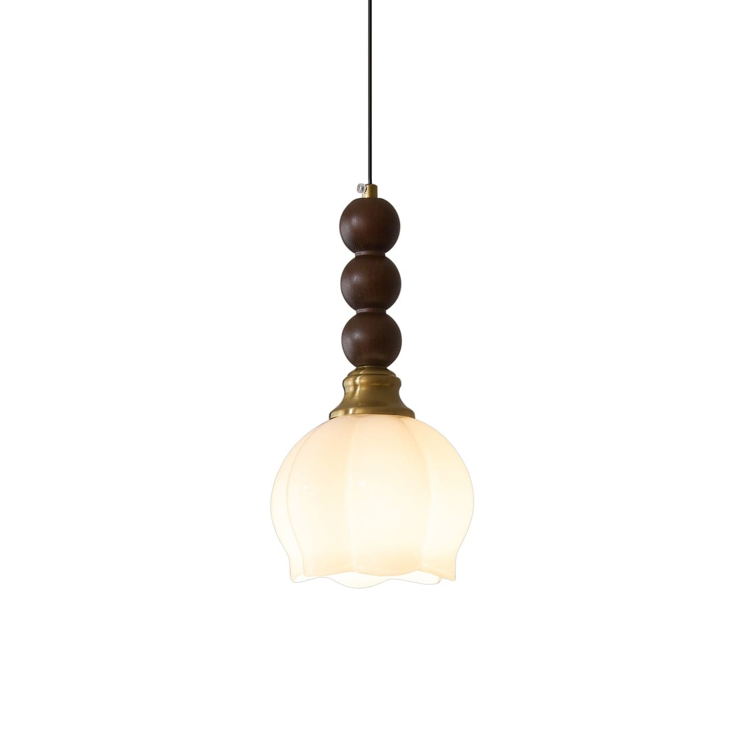 Evandra Pendant Lamp | Glass, Wood & Metal | E26/E27 LED Compatible | Elegant Dining & Living Room Lighting | Multiple Sizes