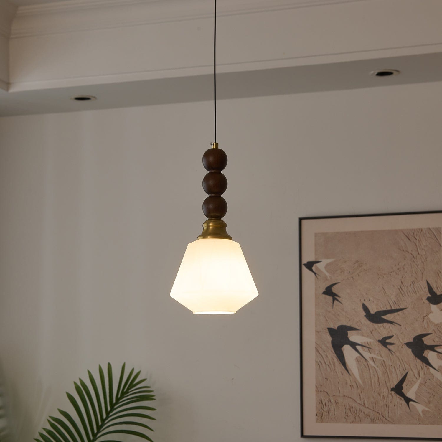 Evandra Pendant Lamp | Glass, Wood & Metal | E26/E27 LED Compatible | Elegant Dining & Living Room Lighting | Multiple Sizes