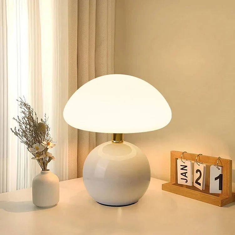 French cream mushroom lamp