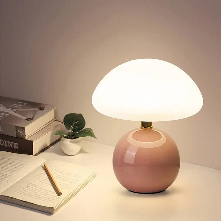 French cream mushroom lamp