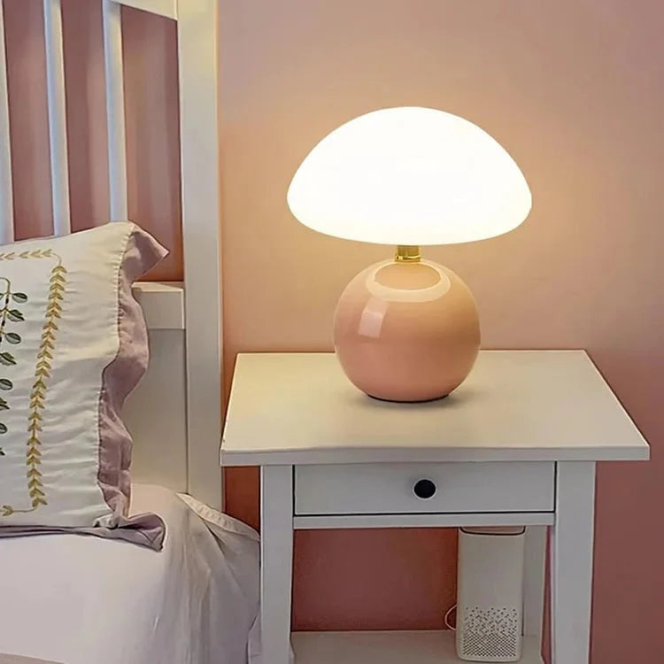 French cream mushroom lamp