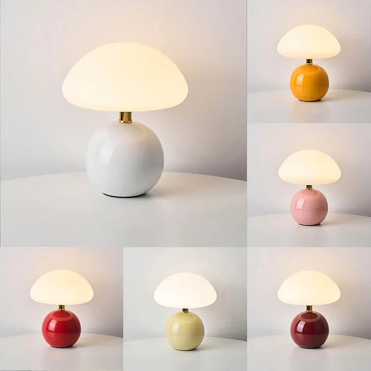 French cream mushroom lamp