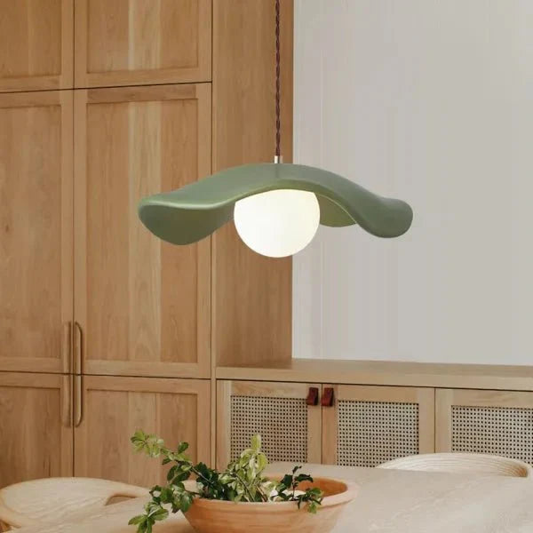 Wabi Sabi Lotus Leaf Pendant Lamp Organic Dining Design | G9 Bulb Base | Metal & Resin | Minimalist Ambient Lighting