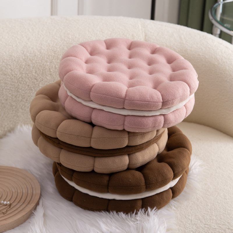 Ownkoti Cute Biscuit Circle Seat Cushion | Soft Round Chair Pad Floor Pillow | Comfortable Cotton Cushion for Home & Office