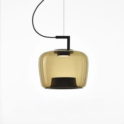 Scandinavian Modern Kitchen Pendant Lamp with Glass Globe | E27 LED Ceiling Light | Iron & Glass Stone | Dining Table Hanging Light