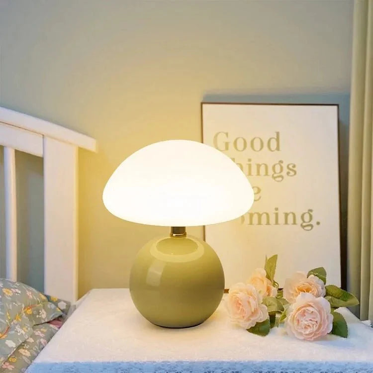French cream mushroom lamp