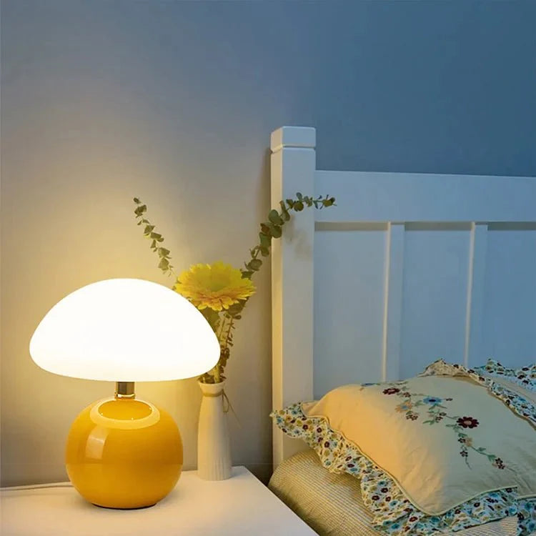 French cream mushroom lamp