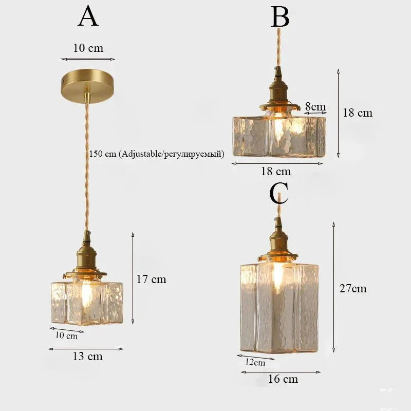 Fatima Modern Retro Glass Pendant Lamp | Gold Cord | E27 LED Compatible | Stylish Interior Lighting | Multiple Sizes
