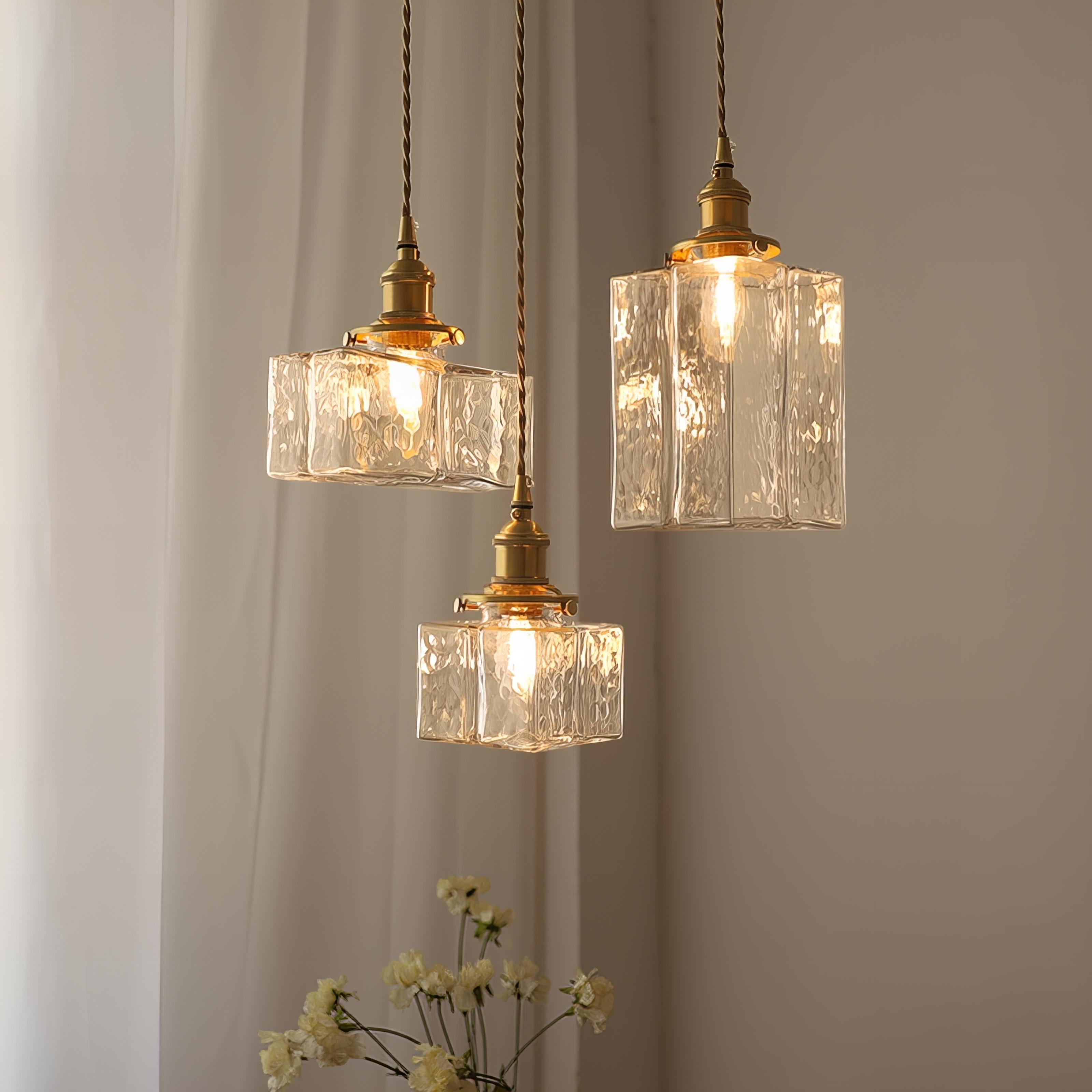 Fatima Modern Retro Glass Pendant Lamp | Gold Cord | E27 LED Compatible | Stylish Interior Lighting | Multiple Sizes