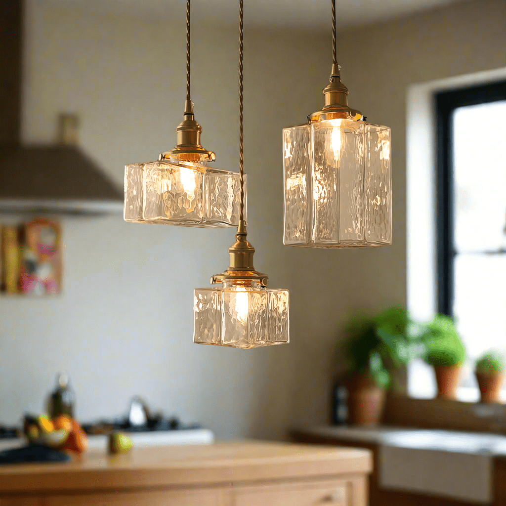 Fatima Modern Retro Glass Pendant Lamp | Gold Cord | E27 LED Compatible | Stylish Interior Lighting | Multiple Sizes