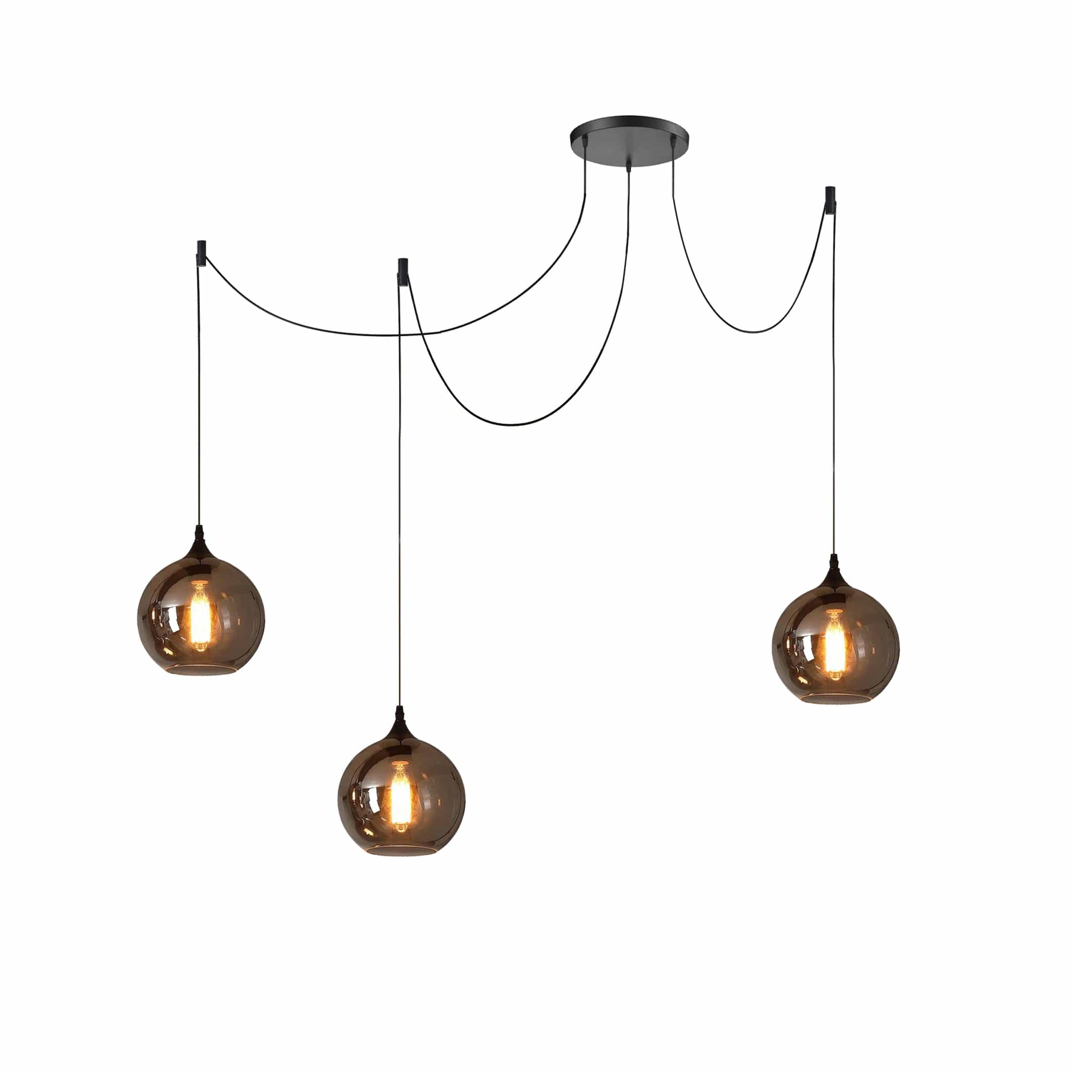 Luxury Bottle Glass Pendant Lamp Smoke Glass | Black Metal Finish | E26 E27 Compatible | Adjustable Hanging Rod | Modern Ambient Lighting