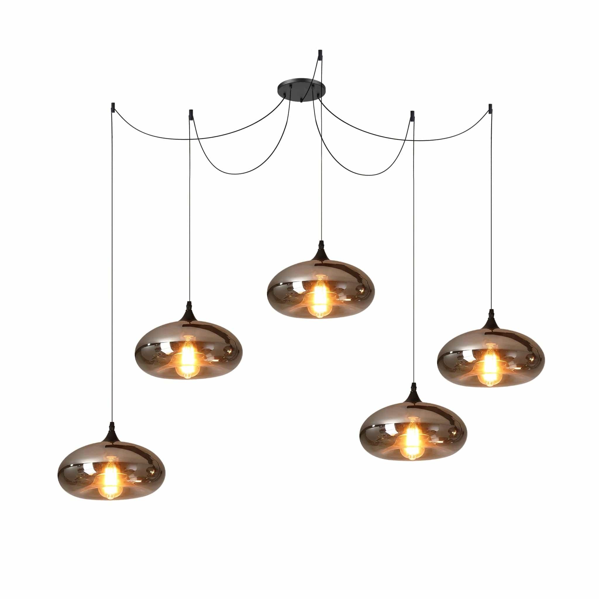 Luxury Bottle Glass Pendant Lamp Smoke Glass | Black Metal Finish | E26 E27 Compatible | Adjustable Hanging Rod | Modern Ambient Lighting